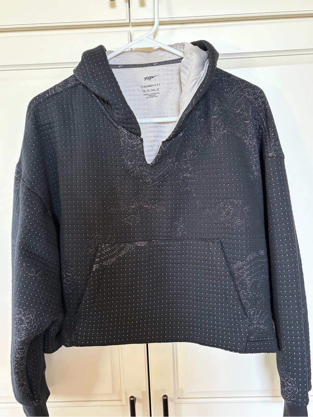 Nike Yoga Luxe Therma-FIT Cropped Pullover Hoodie Black XS